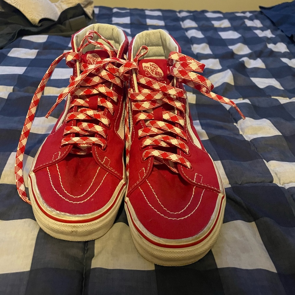 Vans Red Sneakers with White high tops